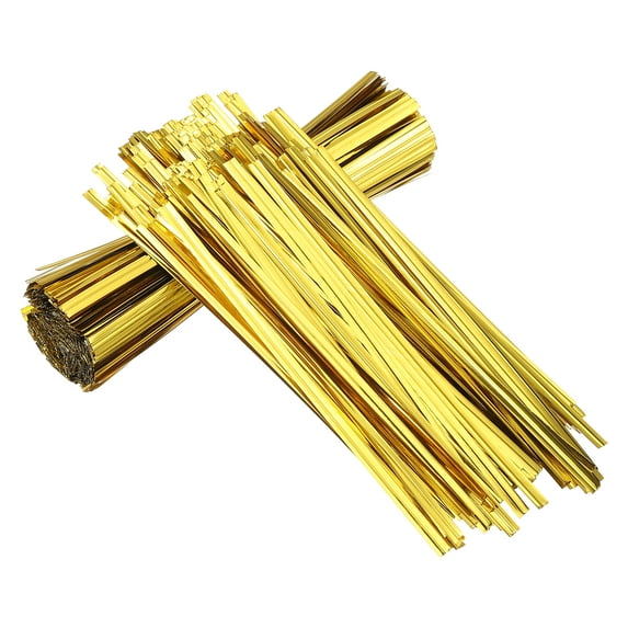 Uxcell Wire Twist Ties Reusable for Plastic Bags Treat Candy Bag Plants, Craft Projects Gold