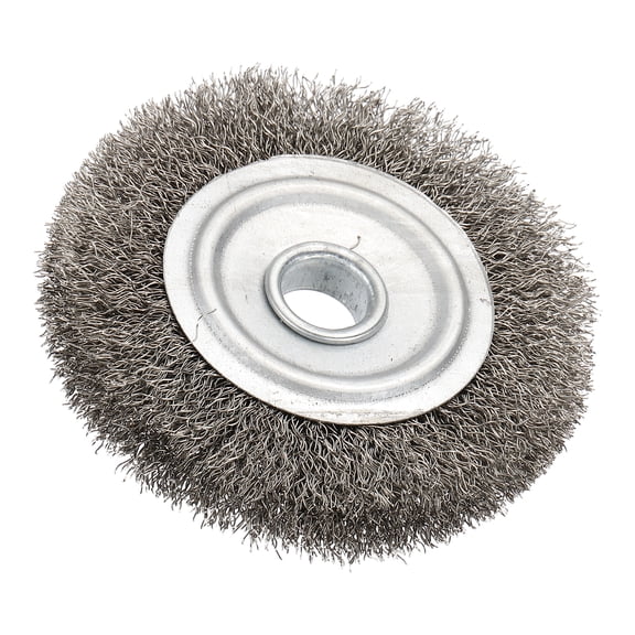 Uxcell Wire Wheel Brush for Bench Grinder, 4 Inch Stainless Steel Crimped Wire Wheel, 5/8" Thread Arbor, Suitable for Rust, Corrosion, Paint Removal, Silver