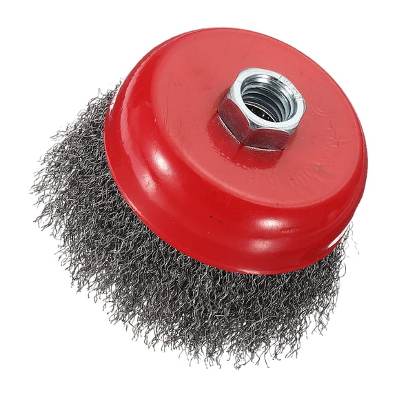 Uxcell Wire Wheel Cup Brush for Angle Grinder, 2 Pack 4" Carbon Steel Crimped(0.012" Size) Wire Wheel, 5/8"-11 UNC Thread Arbor, Suitable for Rust, Corrosion, Paint Removal Red