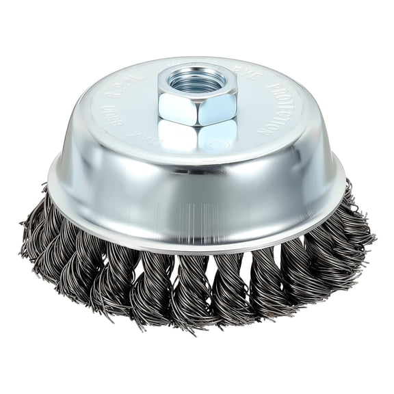 Uxcell Wire Wheels for Angle Grinder, 1pcs 4in Twist Knotted Wire Brush for Grinder with 5/8"-11UNC Arbor, [for Heavy Rust Deburring Paint Removal] - 0.02in Stainless Steel Wire