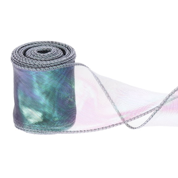 Uxcell Wired Chiffon Ribbon 2-3/8 Inch x 10 Yard, Sheer Wired Organza Ribbon Fishtail Yarn Gift Ribbons for Crafts Gift Wrapping Floral Bouquet,Pearl White