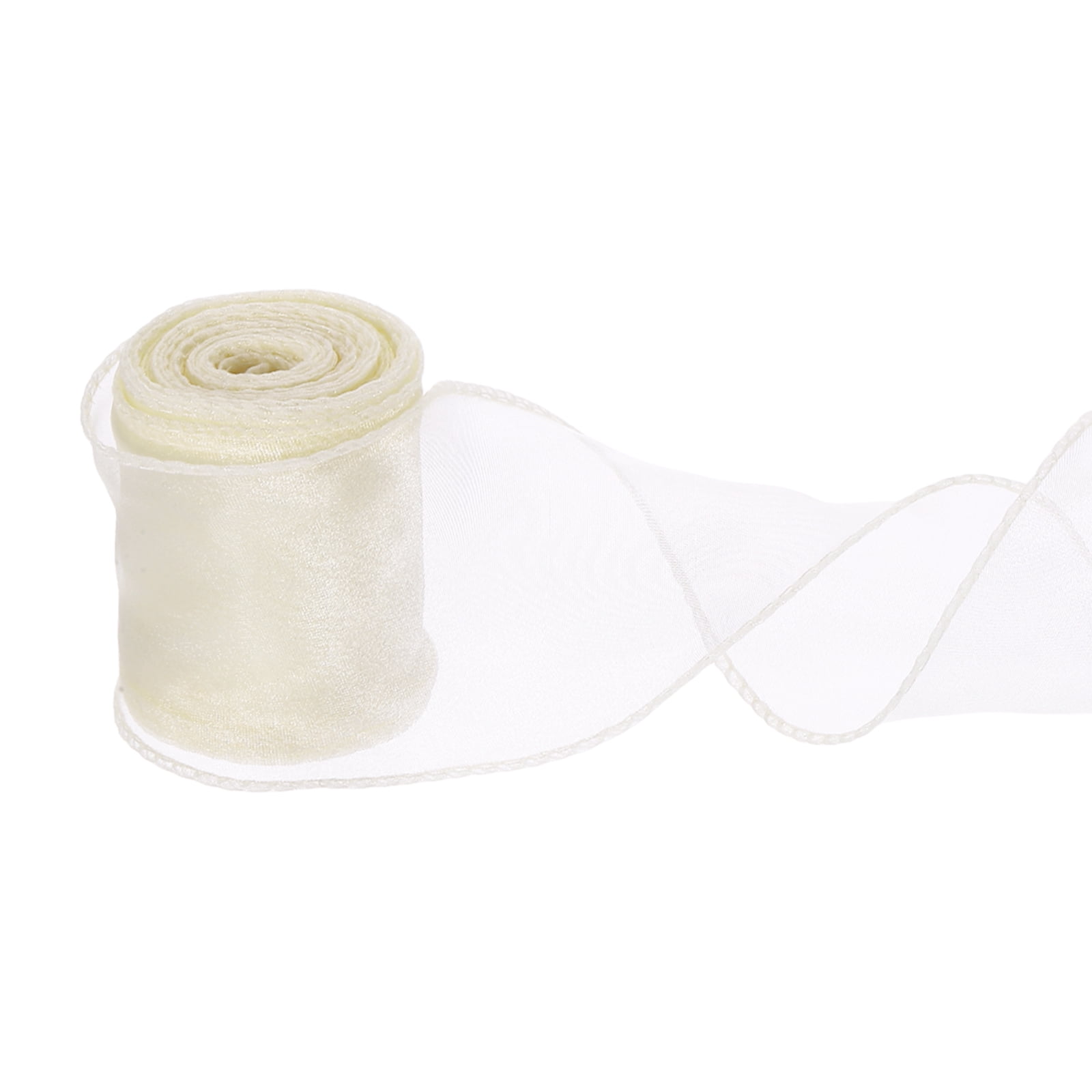 Uxcell Wired Chiffon Ribbon 2-3/8 Inch x 10 Yard, Sheer Wired Organza ...