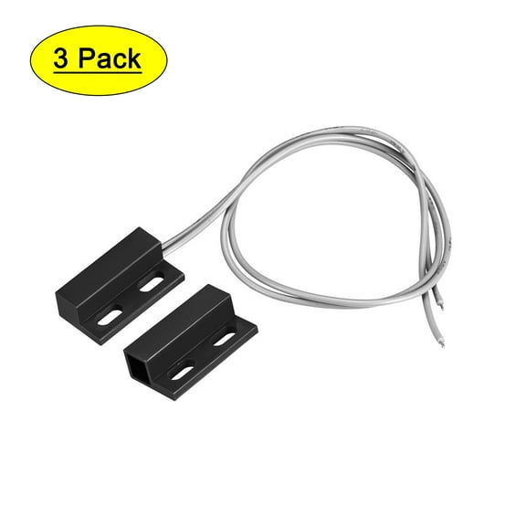 Uxcell Wired Door Contact Sensor N.O. Surface Mount Magnetic Reed Switch Black 3 Pair