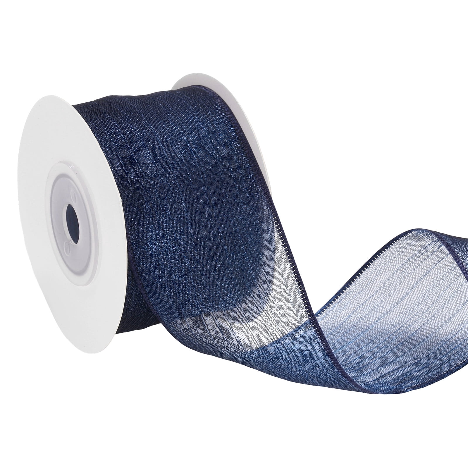 502 Ribbon Uxcell Wired Sheer Ribbon, 1-1/2 Inch x 10 Yard Wired Sheer Ribbon Navy ...