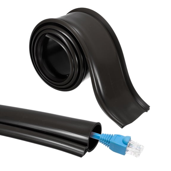 Uxcell Wires Hider, 3.3 Feet Long 0.8" Inner Dia Flexible Silicone Cord Cover Snap-fit Cable Protector (Black)