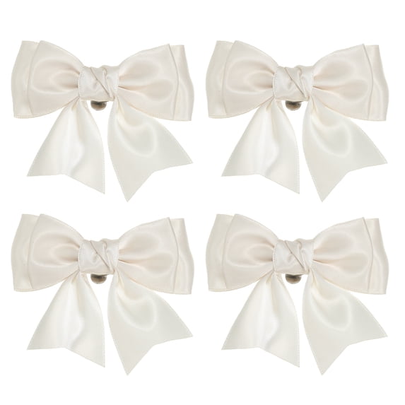 Uxcell Women Bow Shoe Clips, Satin Elegant Detachable Bowknot Beige 4 Pcs