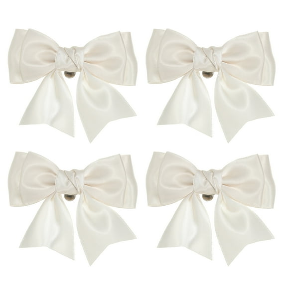 Uxcell Women Bow Shoe Clips, Satin Elegant Detachable Bowknot Beige 4 Pcs