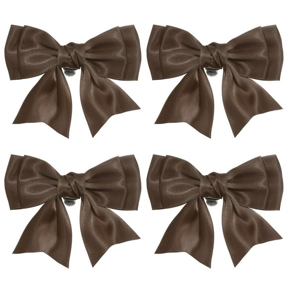 Uxcell Women Bow Shoe Clips, Satin Elegant Detachable Bowknot Brown 4 Pcs