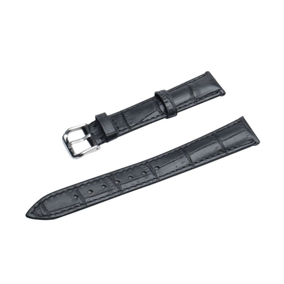 Uxcell Women Men Black Faux Leather Alligator Grain Watch Strap Band 0.7''