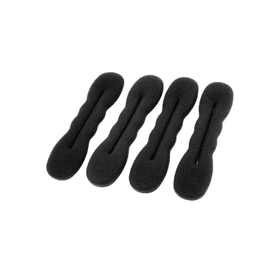 Uxcell Women Sponge DIY Hairstyle Ponytail Bun Maker Holder 6.5inch Black 4 Pcs