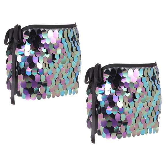 Uxcell Women's Belly Dance Hip Scarf with Sequins Triangle Wrap Skirts Waist Chain for Party Costume Performance Dark Green