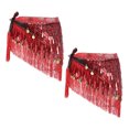 thumbnail image 1 of Uxcell Women's Belly Dance Hip Scarf with Sequins Triangle Wrap Skirts Waist Chain for Party Costume Performance Red, 1 of 7