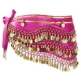 thumbnail image 1 of Uxcell Women's Belly Dance Hip Scarf with Sequins Triangle Wrap Skirts Waist Chain for Party Costume Performance Rose Pink, 1 of 7