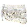 thumbnail image 1 of Uxcell Women's Belly Dance Hip Scarf with Sequins Triangle Wrap Skirts Waist Chain for Party Costume Performance White, 1 of 7