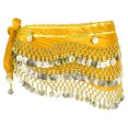 thumbnail image 1 of Uxcell Women's Belly Dance Hip Scarf with Sequins Triangle Wrap Skirts Waist Chain for Party Costume Performance Yellow, 1 of 7