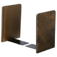 thumbnail image 1 of Uxcell Wood Bookend with Metal Base, 2 Pcs Non-skid Square Head Book Ends for Shelves, Walnut Wood Style 2, 1 of 6