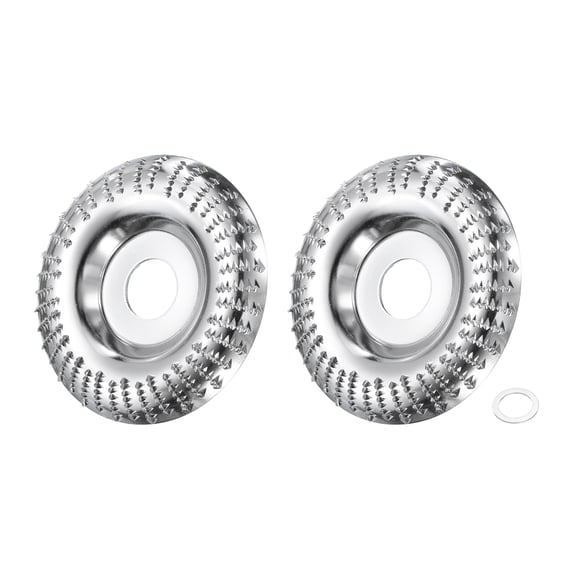 Uxcell 2 Pcs Wood Carving Disk Grinder Wheel 4" Angle Grinding Wheel Arc Carving Disc with 7/8" Arbor Silver Tone