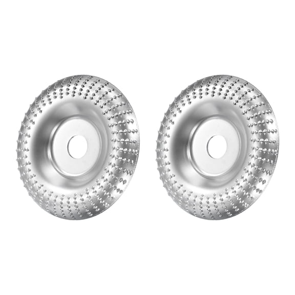 Uxcell 2 Pcs Wood Carving Disk Grinder Wheel 4" Rotary Tool Arc Carving Disc Grinding Wheel with 5/8" Arbor Silver Tone