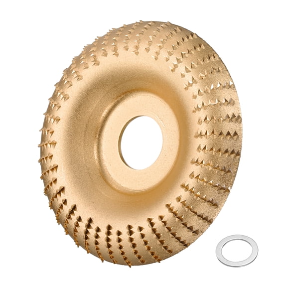 Uxcell Wood Carving Disk Grinder Wheel 4" Angle Grinding Wheel Arc Carving Disc with 7/8" - 5/8" Arbor Gold Tone