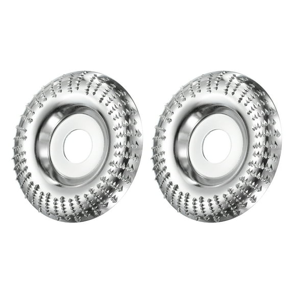 Uxcell 2 Pcs Wood Carving Disk Grinder Wheel 4" Rotary Tool Arc Carving Disc Grinding Wheel with 7/8" Arbor Silver Tone