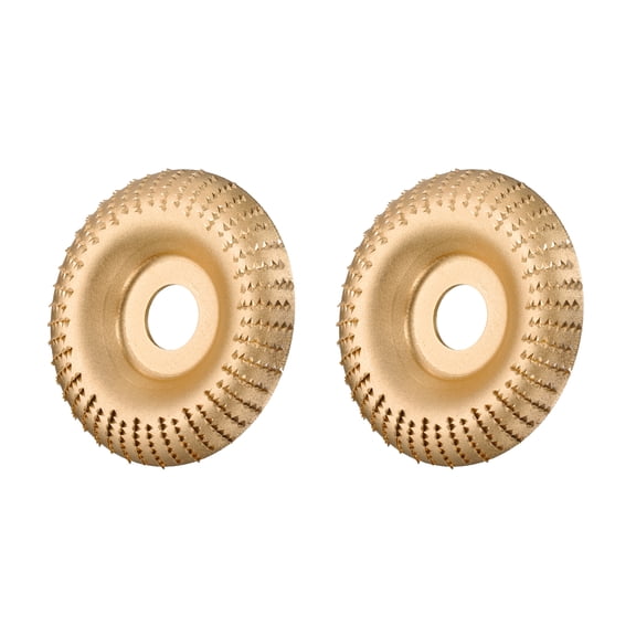 Uxcell 2 Pcs Wood Carving Disk Grinder Wheel 4" Rotary Tool Arc Carving Disc Grinding Wheel with 7/8" Arbor Gold Tone