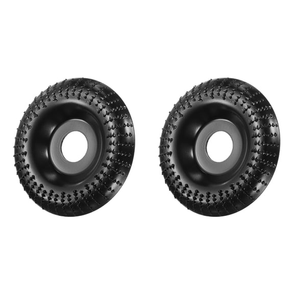 Uxcell 2 Pcs Wood Carving Disk Grinder Wheel 4" Rotary Tool Arc Carving Disc Grinding Wheel with 7/8" Arbor Black