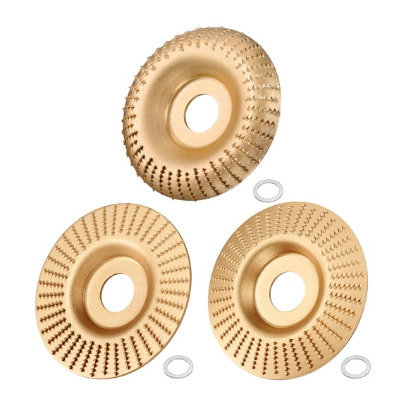 Uxcell Wood Carving Disk Set Shaping Carving Sanding Cutting Grinding Wheel for Angle Grinders, Gold Tone