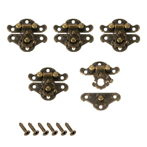 Uxcell Wood Case Chest Box Rectangle Clasp Closure Hasp Latches Bronze Tone 28 x 23mm 5 Sets