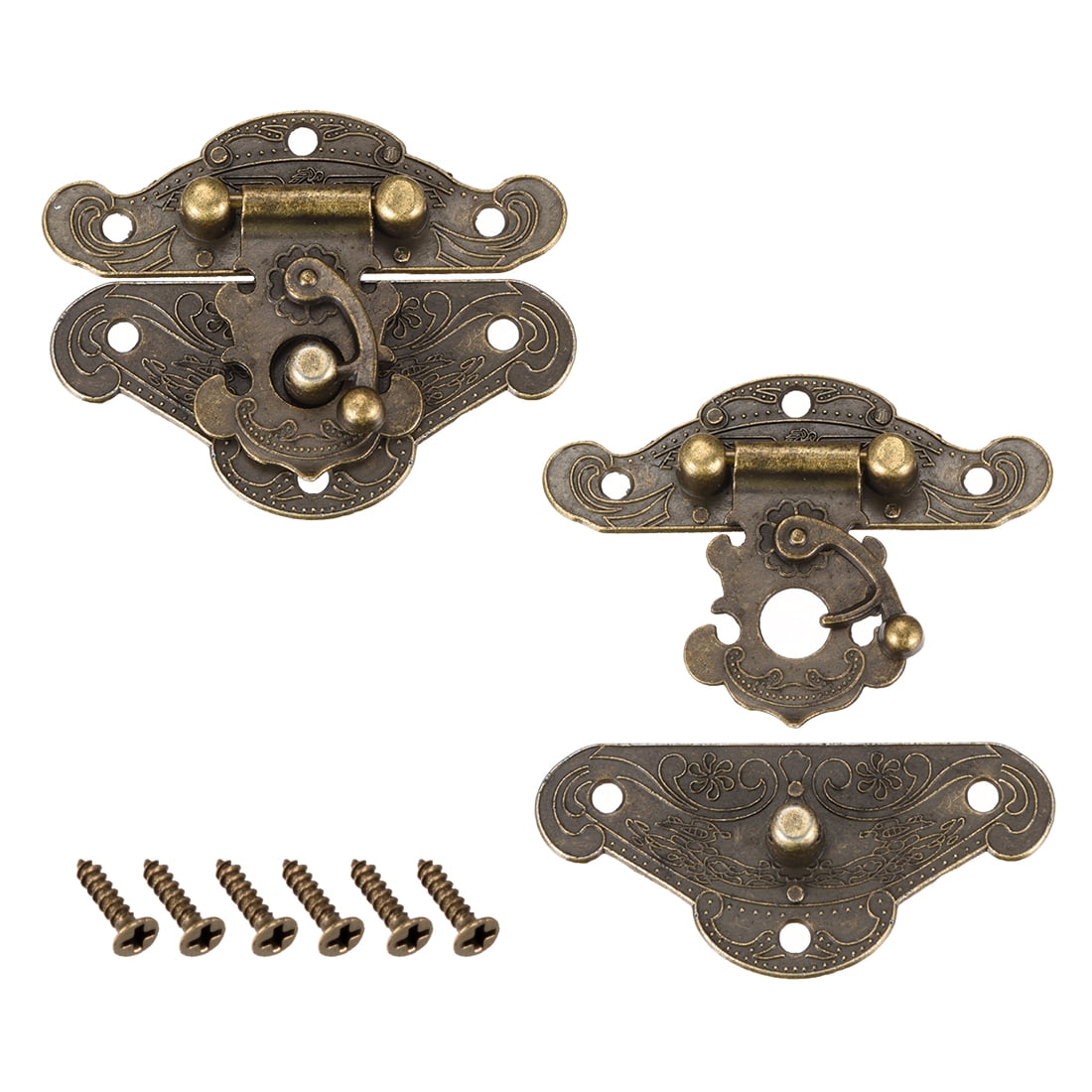 Uxcell Wood Case Chest Box Rectangle Clasp Closure Hasp Latches Bronze ...