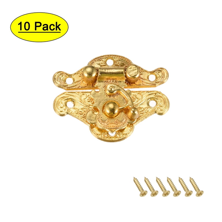 Uxcell 4-Set Wood Box Clasp Closure Hasp Latches – Gold Tone, 37 X 28mm, Zinc Alloy With Screws