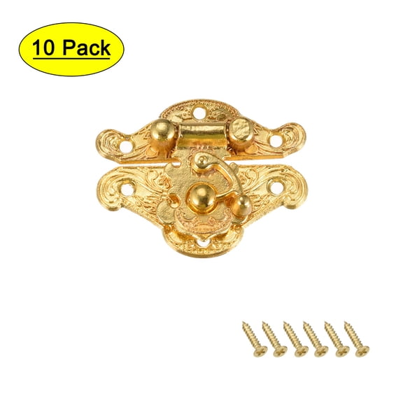 Uxcell Wood Case Chest Box Rectangle Clasp Closure Hasp Latches Gold Tone 37 x 28mm 10 Sets