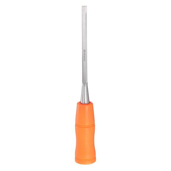 Uxcell Wood Chisel 1/4" Carbon Steel Beveled Edge Blade Wood Working Flat Chisel with Plastic Non-Slip Handle for Woodworking Carving DIY Projects, Orange