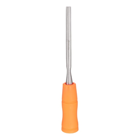 Uxcell Wood Chisel 1/4" Carbon Steel Inner Beveled Edge Blade Wood Working Flat Chisel with Plastic Non-Slip Handle for Woodworking Carving DIY Projects, Orange