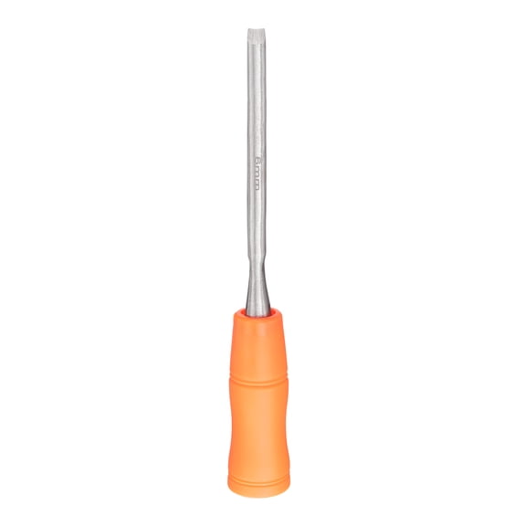 Uxcell Wood Chisel 1/4" Carbon Steel Outer Beveled Edge Blade Wood Working Flat Chisel with Plastic Non-Slip Handle for Woodworking Carving DIY Projects, Orange
