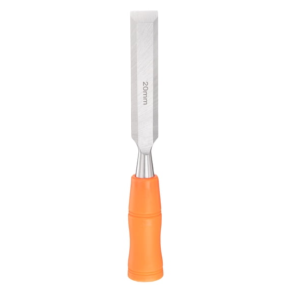 Uxcell Wood Chisel 13/16" Carbon Steel Beveled Edge Blade Wood Working Flat Chisel with Plastic Non-Slip Handle for Woodworking Carving DIY Projects, Orange
