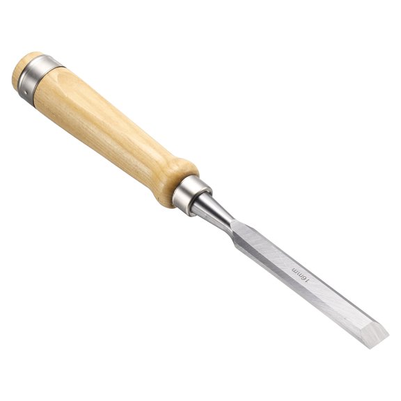 Uxcell Wood Chisel 5/8" CR-V Blades Wood Carving Chisels Durable Multifunctional Flat Chisel Tools with Non-Slip Wooden Handle for Carpentry Woodworking and DIY Craft