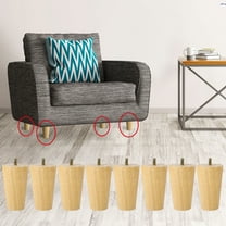 Uxcell 8Pcs Wood Furniture Legs Wood Color Hardwood Legs for Sofa 4.7 Inch