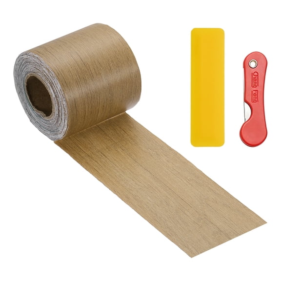 Uxcell Wood Grain Repair Tape, 2 Inch x 33 ft Self Adhesive Grain Repair Patch with Scraper, Waterproof Wooden Vinyl Wrap for Furniture Floor Cabinet Door Scratch Repair, Phoebe