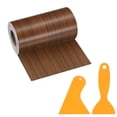 thumbnail image 1 of Uxcell Wood Grain Repair Tape, 4" x 33' Self Adhesive Realistic Wood Tape with Scraper Durable Repair Patch for Furniture Floor Window Door Table DIY Home Decor, Dark Wood Grain, 1 of 7