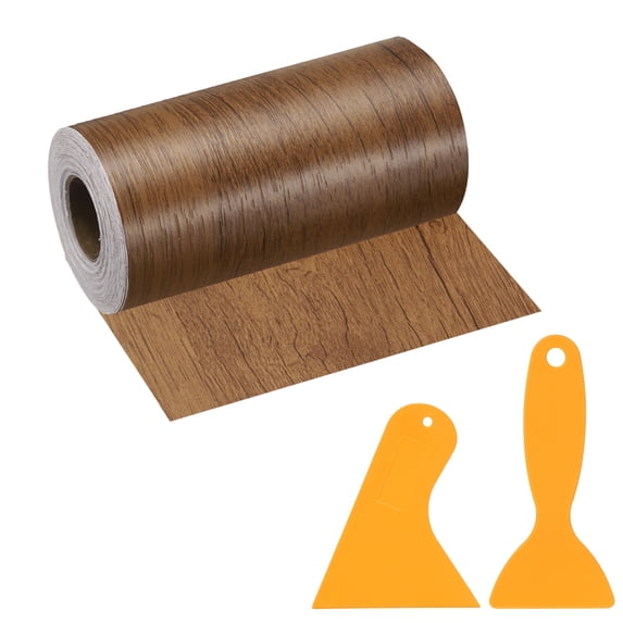 Uxcell Wood Grain Repair Tape, 5" x 33' Self Adhesive Realistic Wood Tape with Scraper Durable Repair Patch for Furniture Floor Window Door Table DIY Home Decor, Natural Wood Grain