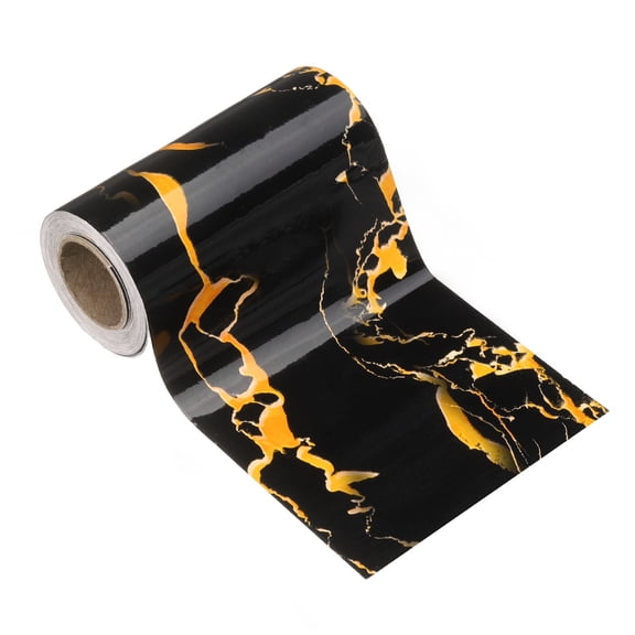 Uxcell Wood Grain Wallpaper Border 4" x 16.4ft Textured Frame Sticker, Black Gold