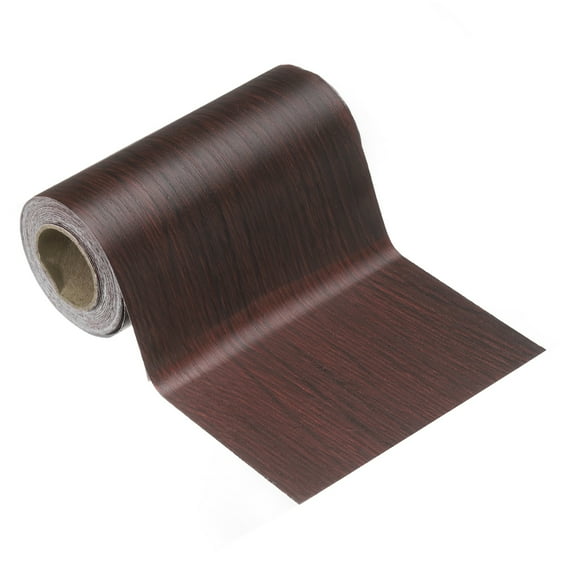 Uxcell Wood Grain Wallpaper Border 4" x 16.4ft Textured Frame Sticker, Red Wood