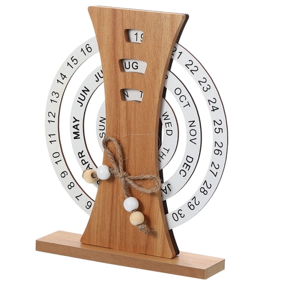 Uxcell Wood Perpetual Calendar, Desktop Wooden Calendar Manual Rotating, Ferris Wheel
