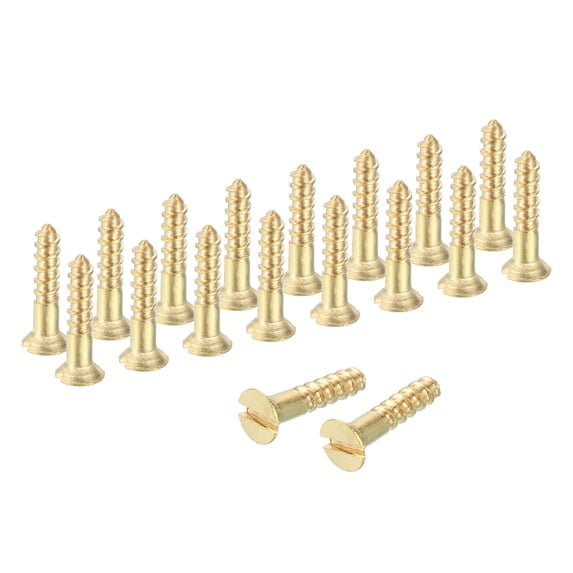 Uxcell Wood Screws Brass Slotted Flat Head Self Tapping Screws for Woodworking and Household Use M2 x 10mm 38Pcs