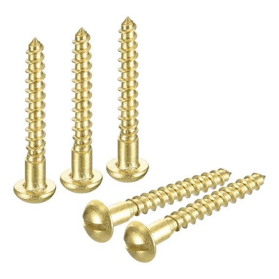 Uxcell Wood Screws M2 x 16mm Slotted Round Head Brass Self-Tapping Screw WoodWorking Screw 40 Pack