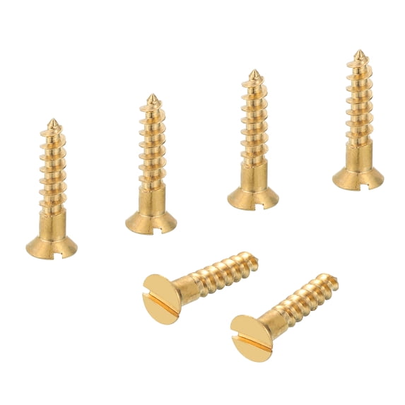 Uxcell Wood Screws Brass Slotted Flat Head Self Tapping Screws for Woodworking and Household Use M5 x 25mm 6Pcs