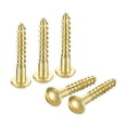 thumbnail image 1 of Uxcell Wood Screws M5 x 30mm Slotted Round Head Brass Self-Tapping Screw WoodWorking Screw 20 Pack, 1 of 6