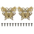thumbnail image 1 of Uxcell Wooden Box Hasp Latch, Butterfly Vintage Engraved Hasp Latch Hook with Mounting Screws Yellow Bronze 44x50mm, 1 of 7