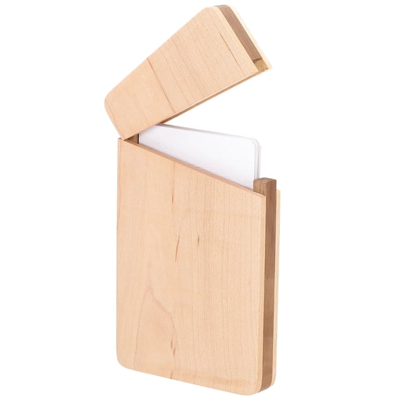 Uxcell Wooden Business Card Holder, Wood Business Card Case, Maple Color