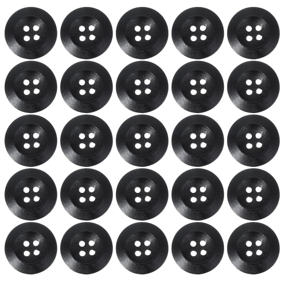 Wooden Buttons 1 Inch (25mm), 50 Pcs 4 Holes Handmade Ornament Sewing Button, Black